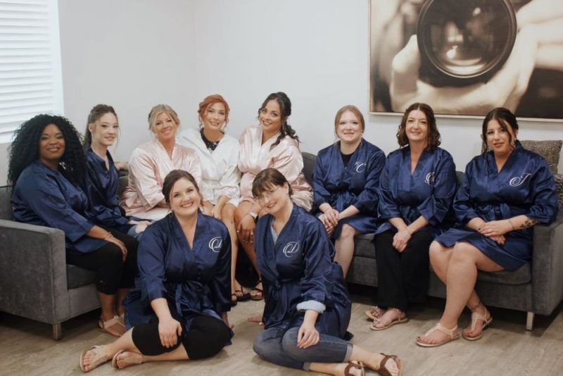 Florida bridal party in matching robes
