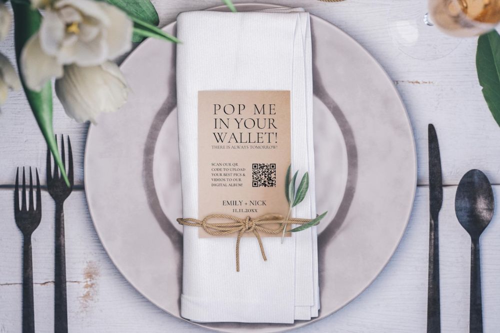 wedding qr code shared on napkin